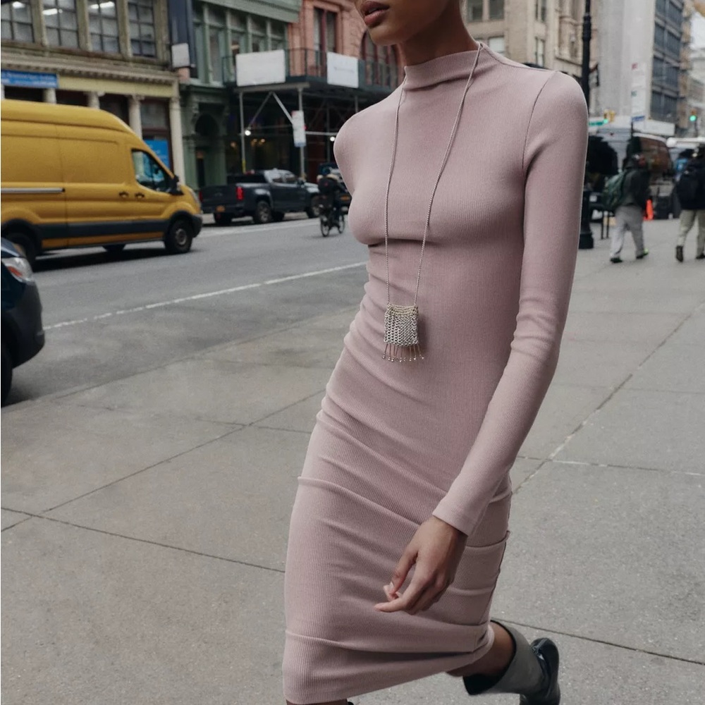 Rib midi dress Zara size M  NWT